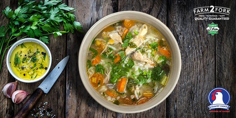 A bowl of chicken rice soup | Assorted Country Choice Chicken Pack