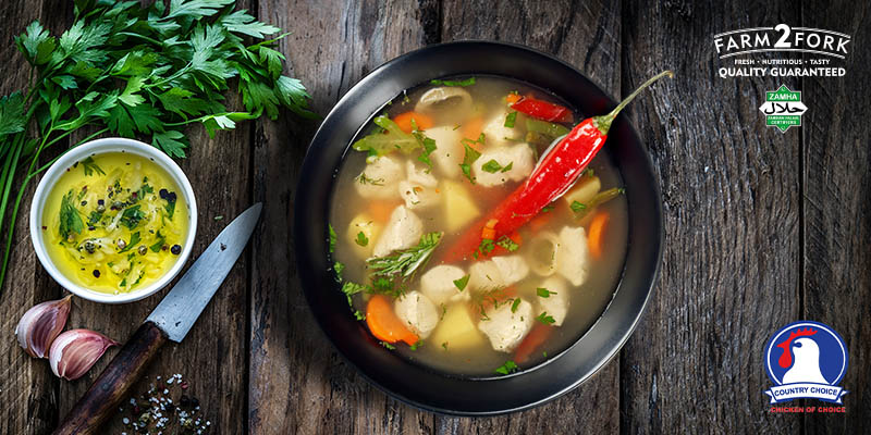 A bowl of white bean chicken soup | Assorted Country Chicken pack